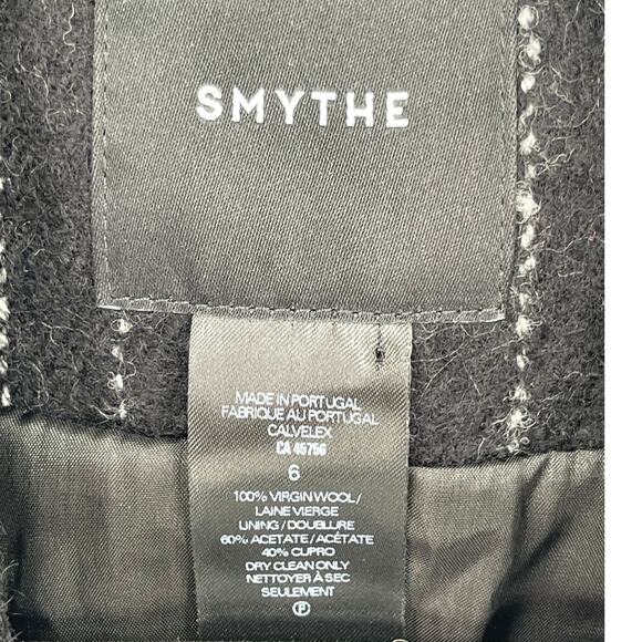Smythe Birkin Pinstripe Virgin Wool Fitted Cutaway Blazer Jacket In Black size 6 - Picture 11 of 11